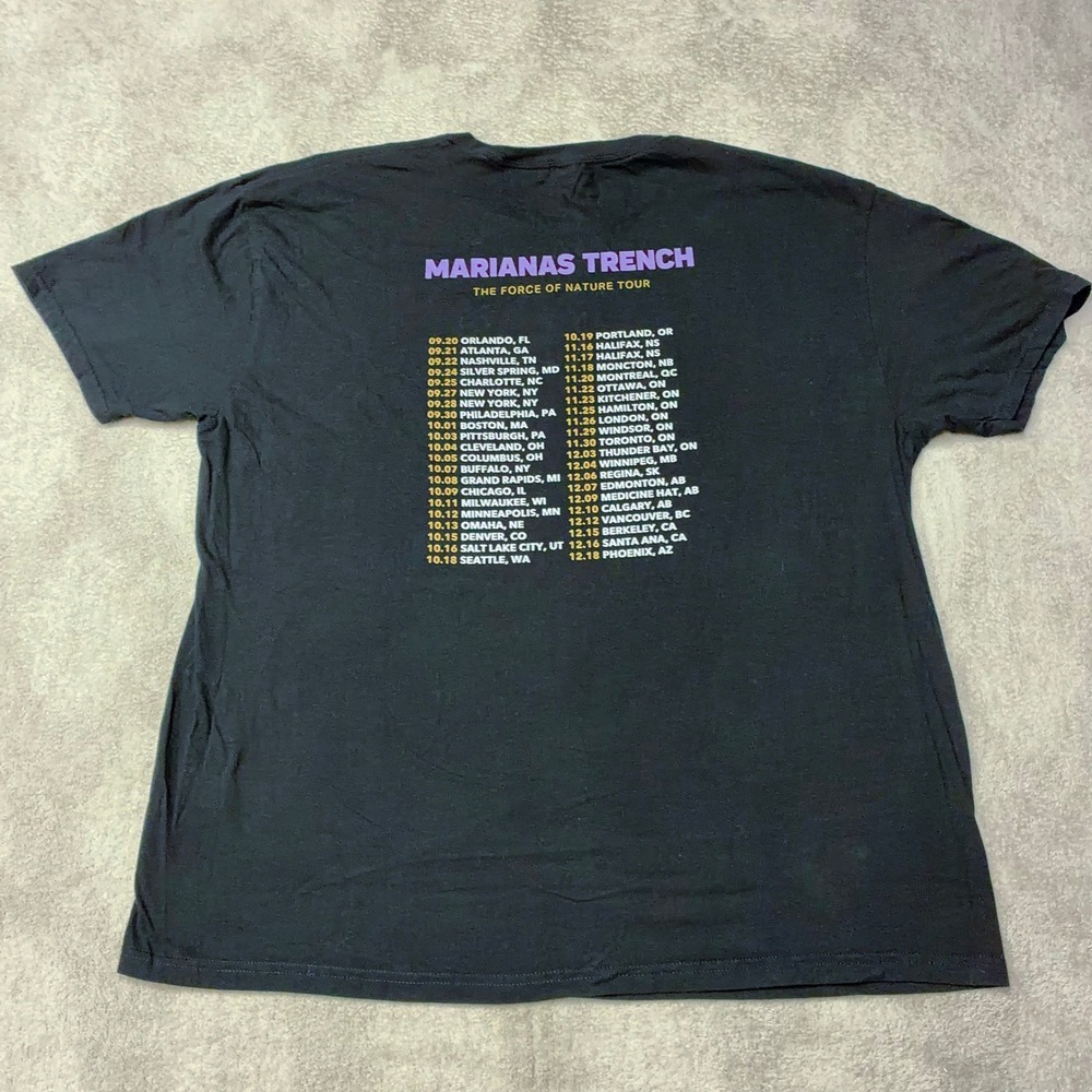 Marianas Trench Force of Nature 2025 Tour Band T-Shirt Black Graphic Mens 2XL